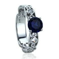 thumbnail image 2 of 14K White Gold 1.25 Carat Round Simulated Blue Sapphire CZ Art Deco Wedding Engagement Ring, 2 of 3