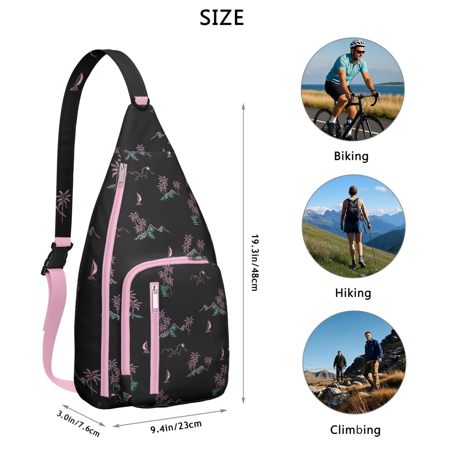 Safari Jungle Island Sling Bag, Multi-Pocket Chest Bag with Hide the Keyhole, Stylish for Women & Men