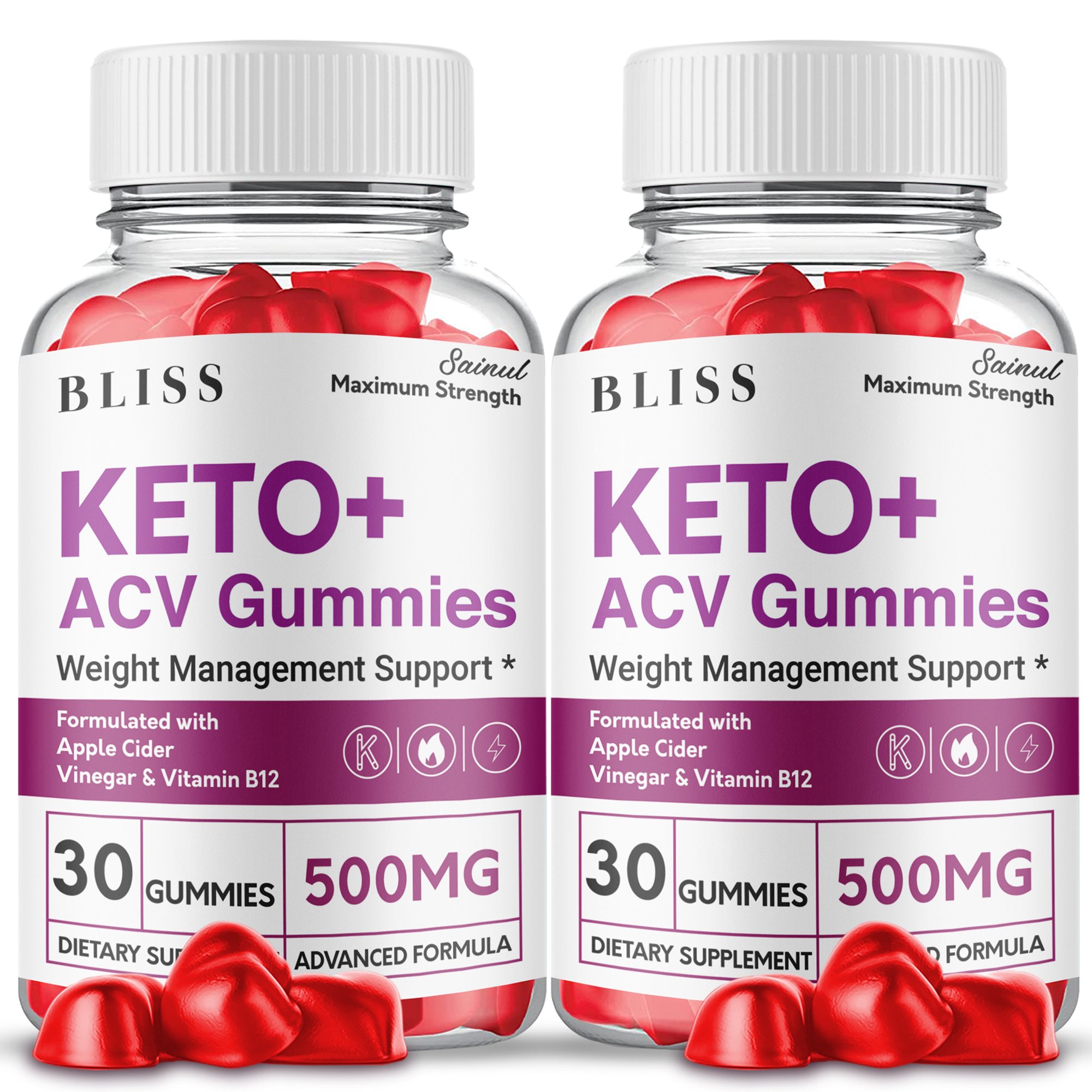 Bliss Keto ACV Gummies, Official Bliss Gummies, Apple Cider Vinegar, Weight Management Supplement (2 Pack)