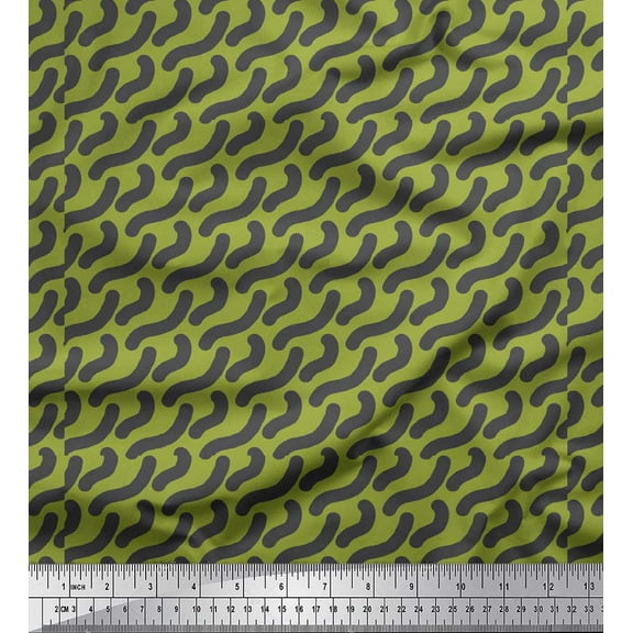 Soimoi Green Cotton Voile Fabric Brush Stroke Abstract Fabric Prints By Yard 42 Inch Wide