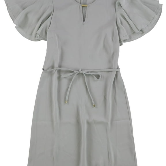 DKNY Womens Flounce Sleeve Sheath Dress, Grey, X-Small