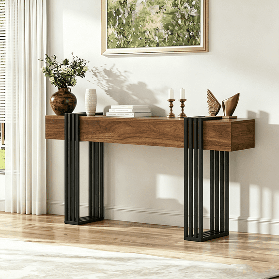 Winkalon 71" Extra Long Console Table, Wood Sofa Table Behind Couch, Farmhouse Narrow Entryway Table for Living Room, Hallway, Entrance,Rustic Brown