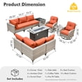thumbnail image 6 of XIZZI 11 Pieces Outdoor Patio Furniture Set All-Weather Wicker Conversation Set Rattan Outside Sectional Sofa with Fire Pit Table & Swivel Rocking Chairs for Garden, Orange Red, 6 of 11