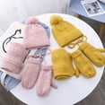 thumbnail image 4 of Winter Hat Long Scarf Gloves Pompom Beanie Kids Snow Knit Cuffed Skullcap Mitten, 4 of 19