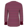 thumbnail image 5 of CHGBMOK Striped Long Sleeve Shirts Crew Neck Loose Thermal Tees Going Out Casual Base Layer Blouses, 5 of 6