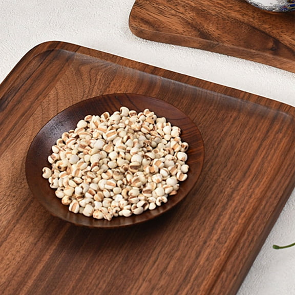 OUNONA 2pcs Wooden Soy Sauce Dishes Small Round Dipping Bowls Seasoning Plates Mini Appetizer Snack Serving Tray for BBQ Salad Ketchup