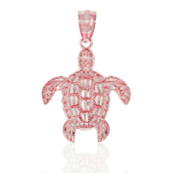Charm America - Rose Gold Diamond-Cut Turtle Charm - 10 Karat Solid Gold