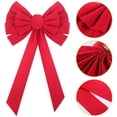 thumbnail image 3 of 6 Piezas Lazos Navideños de Terciopelo Rojo Grandes Lazos Colgantes Navideños para Decoración de Coronas de Navidad o Adorno de Árbol Decoración Interior y Exterior, 9,8 x 17,7 Pulgadas, 3 of 5