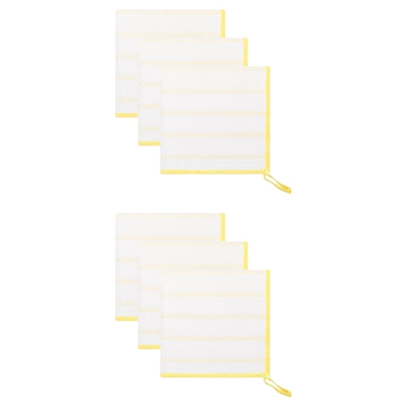 Unique Bargains Wood Fiber Absorbent Cleaning Cloths 6 Pack Yellow 12" x 12"