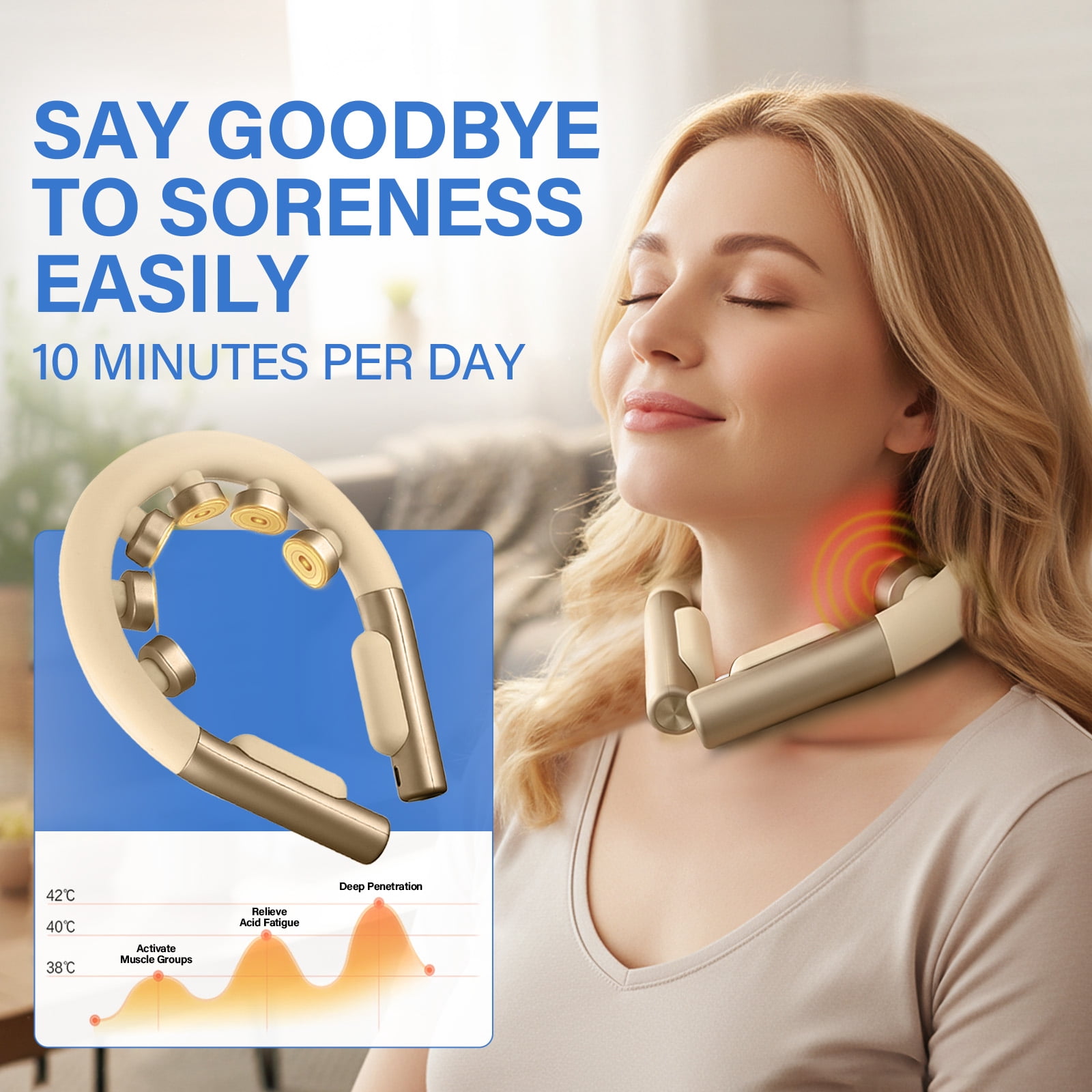 Neck Massager for Pain Relief Deep Tissue, Neck Massager with Heat, Portable Neck Massager Gift for Women Men