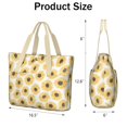 thumbnail image 3 of Tote Bag for Women - White Sunflower Shoulder Bag - Large Utility Work Duffle Bag with Zipper Handbag for Travel, Work, Sprots, 3 of 5