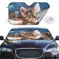 thumbnail image 2 of Fotbe Playful Cat Car Windshield Sunshade | Sun Visor Protector Front Window Shade, Keeps Out UV Rays, Keeps Your Vehicle Cool-Small, 2 of 7