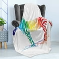 thumbnail image 4 of Funny Soft Flannel Fleece Throw Blanket, Zebra in Gradient Rainbow Colored Stripes Nature Wilderness Zoo Animal Theme, Cozy Plush for Indoor and Outdoor Use, 50" x 70", Multicolor, by Ambesonne, 4 of 5