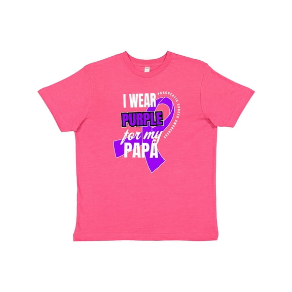 Inktastic I Wear Purple for My Papa Pancreatic Cancer Awareness Youth T-Shirt