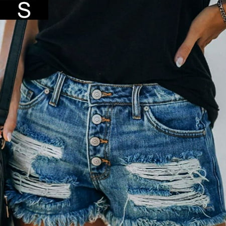 

BESTHUA American Flag Star Print Ripped Denim Jean Shorts