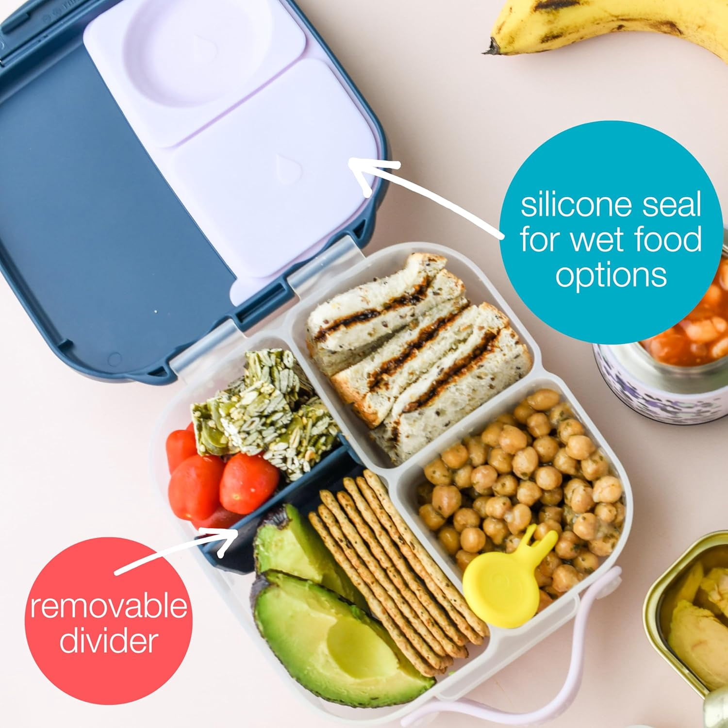 b.box Mini Lunch Box for Kids: Bento Box, Lunch Snack Container Ages 3+, BPA Free (Chill Out, 4¼ Cup Capacity)