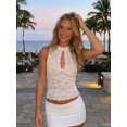 thumbnail image 6 of LMLYSoH Women Lace Tank Tops Slim Fit Cut Out Crewneck Sleeveless Crop Vest Trendy Summer Streetwear, 6 of 8