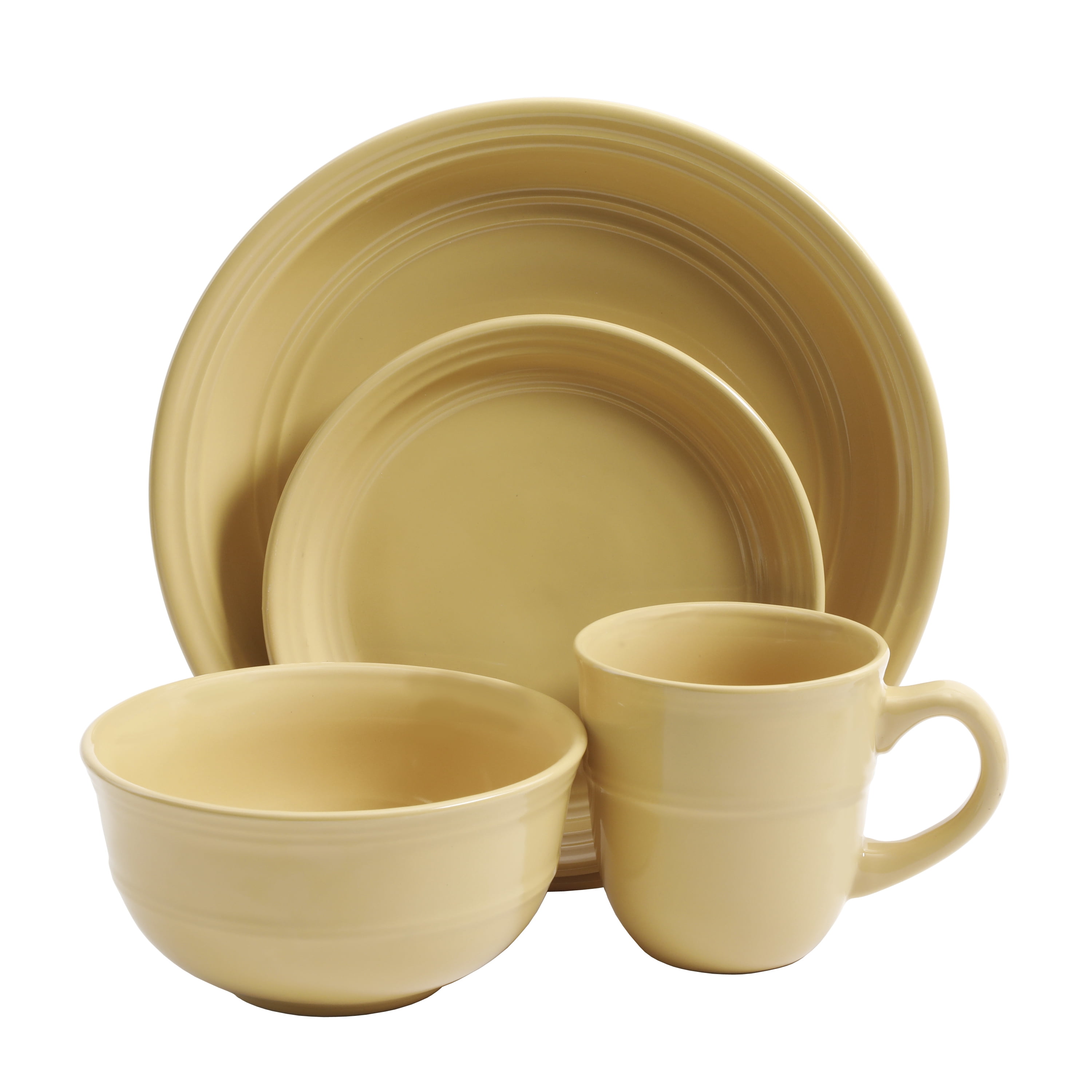 Mainstays Yellow Rainforest 16Piece Dinnerware Set