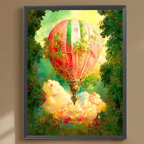 Pintura de diamante 5D DIY Kit de globo de aire caliente de taladro redondo completo Arte de decoración del hogar JShteea El nuevo