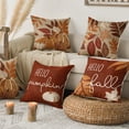 thumbnail image 2 of Sm:)e Pumpkin Fall Throw Pillow Cover 18x18 Inch Set of 4, Autumn Decorative Outdoor Cushion Cover for Sofa Couch, 2 of 6