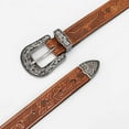 thumbnail image 5 of JASGOOD Western Belt for Women Vintage Floral Carved Cowboy Belt Brown, 5 of 9