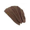 thumbnail image 2 of NYfashion101 Exclusive Unisex Two Tone Warm Cable Knit Thick Slouch Beanie Cap, Raspberry/Beige, 2 of 4