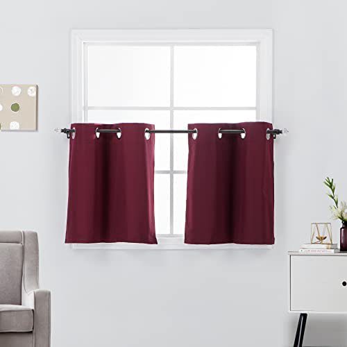 2 Panels Thermal Insulated Short Blackout Tier Curtains 24 Inches Long
