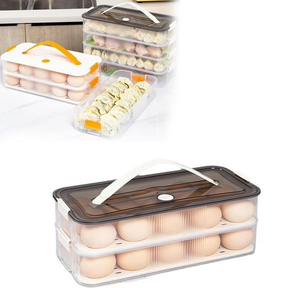 Food storage containers Deviled Egg Containers With Lid Plastic Deviled Egg Tray With Handle For Eggs And Dumplins Storage Egg Platter For Devil Egg Fridge Stackable Portable Egg Holder