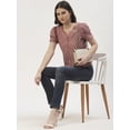 thumbnail image 4 of DressBerry Women's Printed Cotton Poplin Short Puffed Sleeves Blouse Buttoned Closure V Neck Lightweighted Casual&nbsp;Summer Wear Waist Length Regular Top, 4 of 7