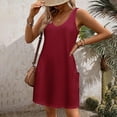 thumbnail image 4 of Titcea Sundresses for Women Solid Color V Neck Sleeveless Sexy Midi Dresses Summer Casual Beach Dress with Pockets, 4 of 5