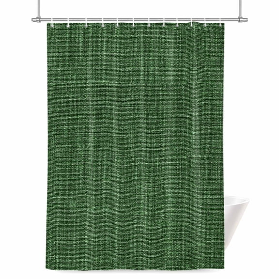 Shower Curtains for Bathroom-36"x72",Farm Dark Green Burlap Linen Waterproof Bath Curtain Grommet Shower Curtain Set with Hooks