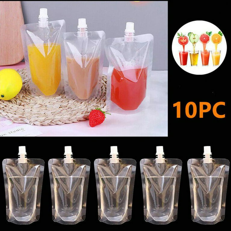 Shenmeida 10 Pcs Plastic Flasks Reusable Liquor Drink Juice Pouches with  Spout Concealable Drinking Flasks Bags Adults Sneak Alcohol Water Bottle  with Funnel 