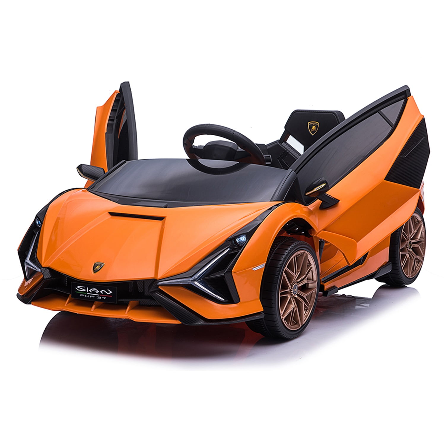 CIPACHO Kids Electric Ride On 12V Licensed Lamborghini SIAN Battery Powered Sports Car Toy with 2 Speeds, Parent Control, Sound System, Orange