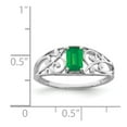 thumbnail image 2 of White Sterling Silver Ring Band Gemstone Emerald Green, 2 of 2
