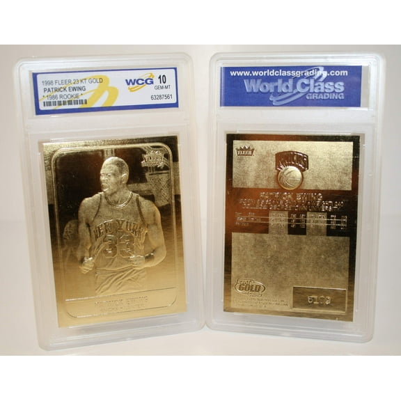 PATRICK EWING 1986-87 Fleer ROOKIE 23KT Gold Card Sculptured Graded GEM MINT 10