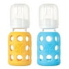 Lifefactory Glass Baby Bottle with Silicone Sleeve 4 Ounce, Set of 2 - Yellow/Sky Blue