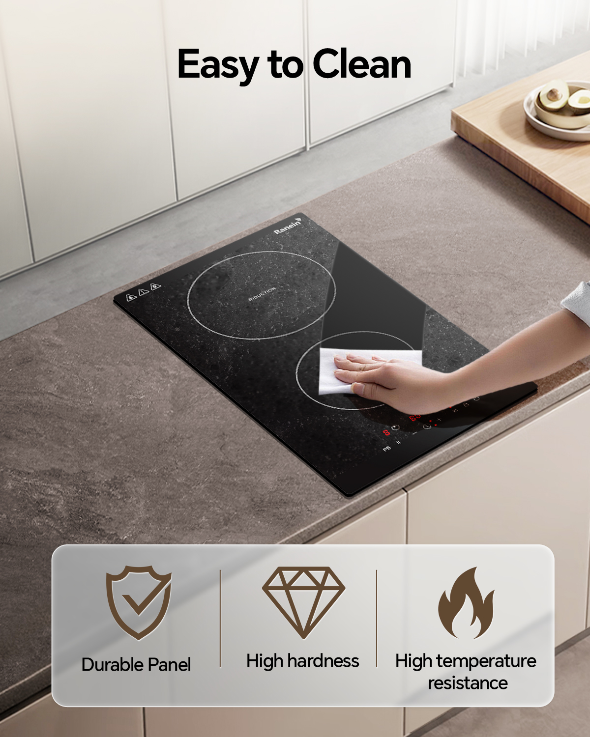 Induction Cooktop 12 Inch, Build-in 2 Burners Electric Stove Top, 9 Power Settings, Max 1800W, Sensor-Control Induction Hob with Multiple Safety Protections, Compatible with Magnetic Cookers