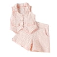 thumbnail image 2 of ITSAME Kids Girls Outfits 2-Piece, Lapel Button Up Vest and Shorts Summer Fashion Casual Clothes Set Pink Size 6, 2 of 7