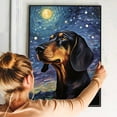 thumbnail image 4 of Blackand Tan Coonhound Dog Art Canvas, Starry Night Van Gogh Oil Painting Art Print Poster Wall Decor Inspired Pomeranian Dog Pet Family Friend Peace, 4 of 4