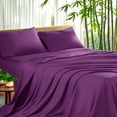 thumbnail image 1 of Sonoro Kate Juego de Sábanas de Bambú de Lujo - Bolsillos Profundos - 4 Piezas, Tamaño Queen, Morado, 1 of 6