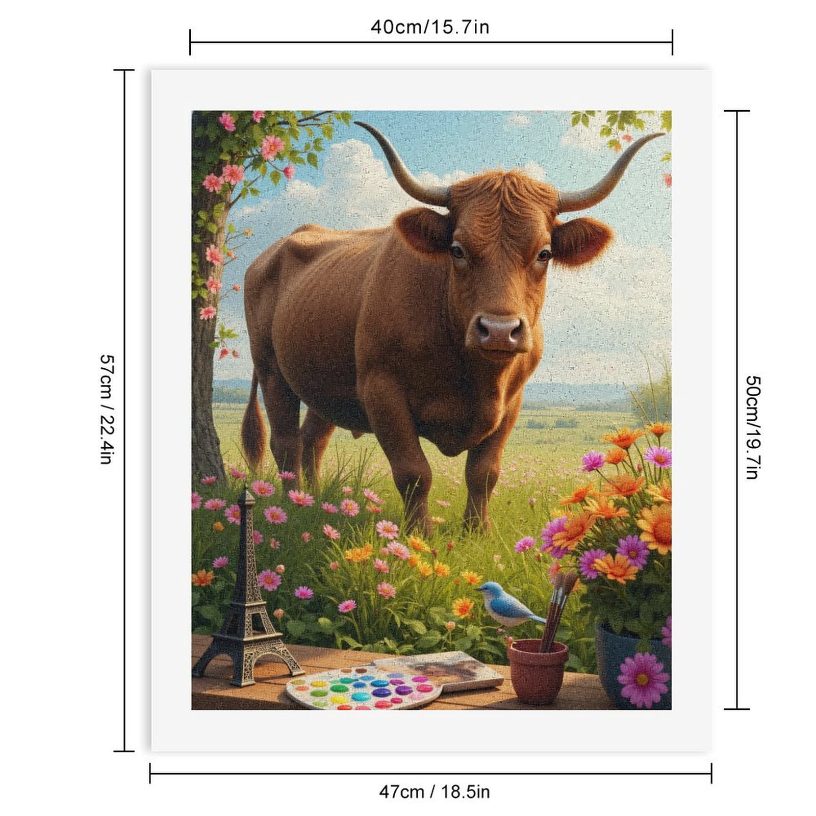 Paint By Numbers Kit for Adults Beginner - Nature Landscape Cow Art Supplies DIY Canvas Painting Kits for Adults, Frameless Paint By Number for Adults for Home Wall Decor 16x20 Inch