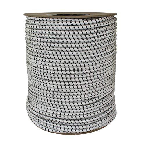Industrial /& Camping 1//2 inch Crafting 10 feet - Coil - White w Black Tracer Commercial Tie Downs - SGT KNOTS Polypro Shock Cord for All-Weather Polypropylene Bungee Line // Elastic Rope