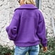 thumbnail image 3 of Chaquetas borrosas para mujer Solapa Manga larga Moda Casual Enrejado Patchwork Mujeres Invierno Polar Outwear Púrpura S, 3 of 8