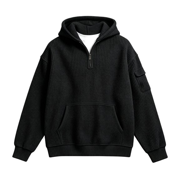 RMGVDSD Hoodies for Boys Quarter Zip Waffle Knit Pullover Hooded Sweatshirt Tops Kids Back To School Hoodie Trendy Fashion Sweatshirts 5-6 Years