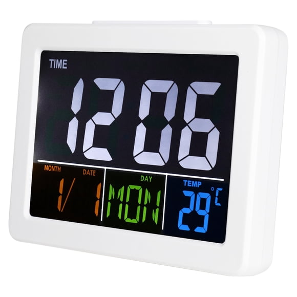 Reloj despertador digital LCD Jadeshay reloj electrónico Funciones mejoradas Blanco