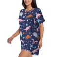 thumbnail image 2 of Bingfone Dinosaur Print Pajamas Sets for Women Soft Short-Sleeved Pjs with Lounge Shorts Two Piece Sleepwear, 2 of 8