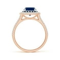 thumbnail image 2 of ANGARA Natural 1 Ct Cushion Sapphire Double Split Shank Two Tone Ring in 14K Rose & White Gold for Women (Size-6mm) | September Birthstone, Anniversary, Jewelry Gift for Women | Natural Sapphire Ring, 2 of 8
