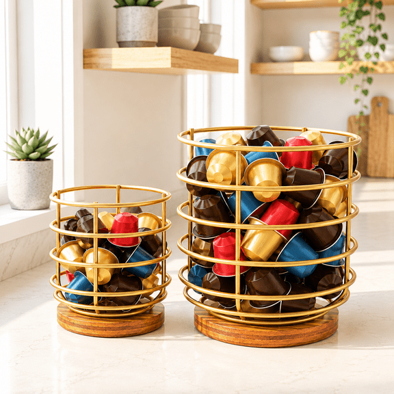 Atopoler Coffee Pod Holder Organizer,Espresso Pod Organizer,Large Capacity with Wood Base for Kitchen Counter and Office Desktop,2 Pcs