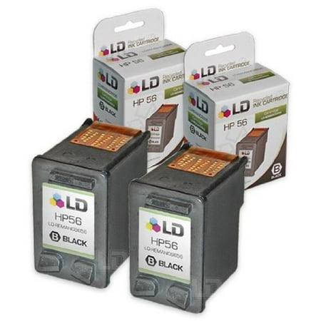 LD Remanufactured Replacement for HP 56 C6656AN Black Ink Cartridge 2-Pack for DeskJet 450  450cbi  450ci  450wbt  5150  5150v  5150w  5151  5550  5550v  5551  5650  5650v  5650w  5655  5850  5850w