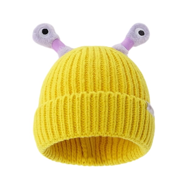 Jumpingount Gorro de invierno tejido con fibras acrílicas, tentáculos moldeables y pequeño monstruo brillante, bonito gorro brillante Sombreros amarillo brillante